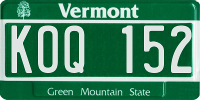 VT license plate KOQ152