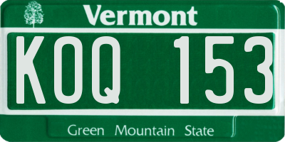 VT license plate KOQ153