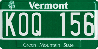 VT license plate KOQ156