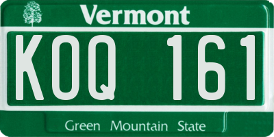 VT license plate KOQ161
