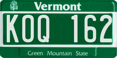 VT license plate KOQ162