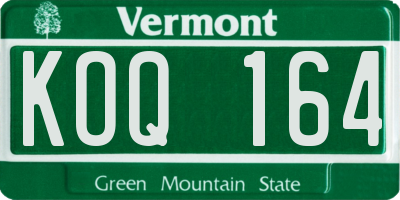 VT license plate KOQ164