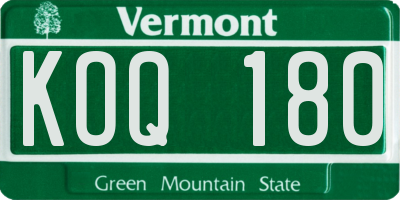 VT license plate KOQ180