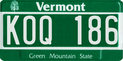 VT license plate KOQ186