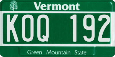 VT license plate KOQ192