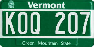 VT license plate KOQ207