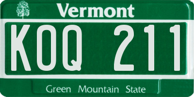 VT license plate KOQ211