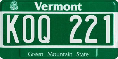 VT license plate KOQ221