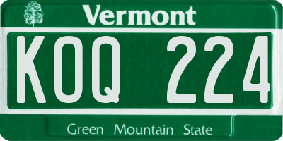 VT license plate KOQ224