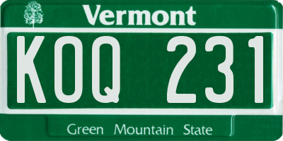 VT license plate KOQ231