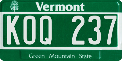 VT license plate KOQ237