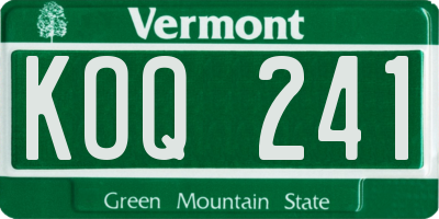 VT license plate KOQ241