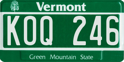 VT license plate KOQ246