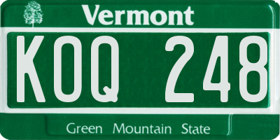 VT license plate KOQ248