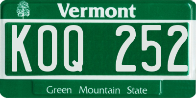 VT license plate KOQ252
