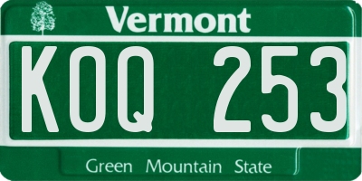 VT license plate KOQ253