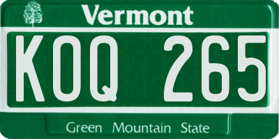 VT license plate KOQ265