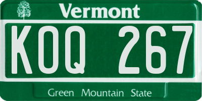 VT license plate KOQ267