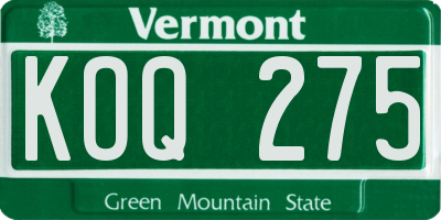 VT license plate KOQ275