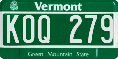 VT license plate KOQ279
