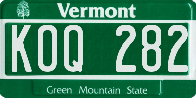 VT license plate KOQ282