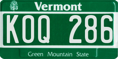 VT license plate KOQ286