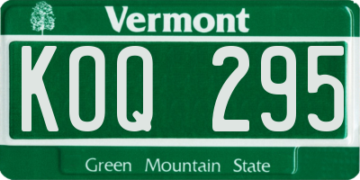 VT license plate KOQ295
