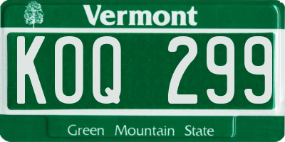VT license plate KOQ299