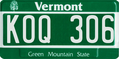 VT license plate KOQ306