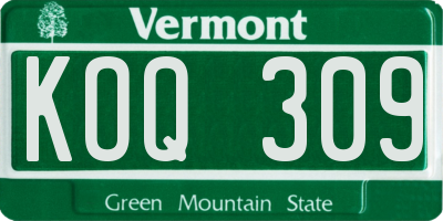 VT license plate KOQ309