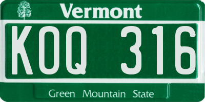 VT license plate KOQ316