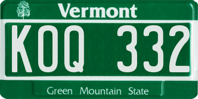 VT license plate KOQ332