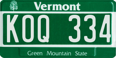 VT license plate KOQ334