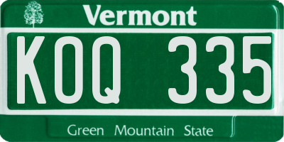 VT license plate KOQ335