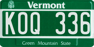 VT license plate KOQ336