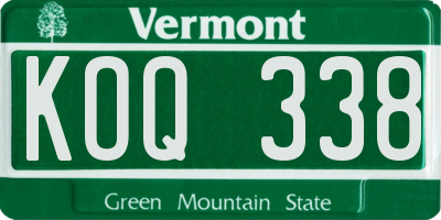 VT license plate KOQ338