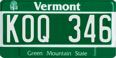 VT license plate KOQ346