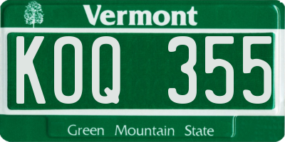 VT license plate KOQ355
