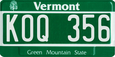 VT license plate KOQ356