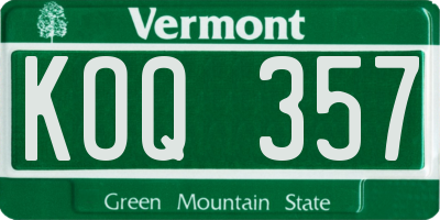VT license plate KOQ357