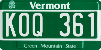 VT license plate KOQ361