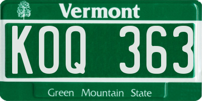VT license plate KOQ363