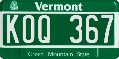 VT license plate KOQ367