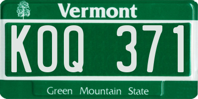 VT license plate KOQ371