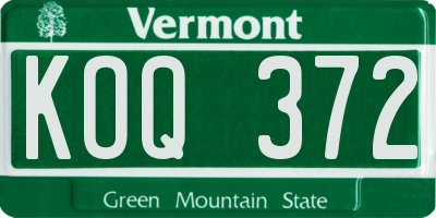 VT license plate KOQ372
