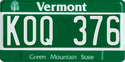 VT license plate KOQ376