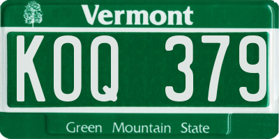VT license plate KOQ379