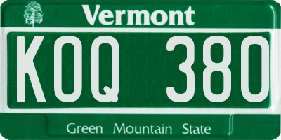 VT license plate KOQ380
