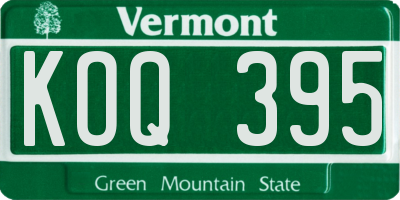VT license plate KOQ395