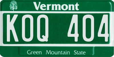 VT license plate KOQ404